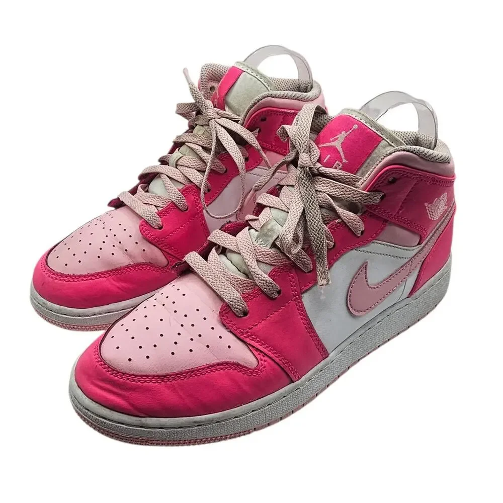 Nike Youth Fierce Pink Air Jordan 1 Mid GS Athletic Casual Sneaker